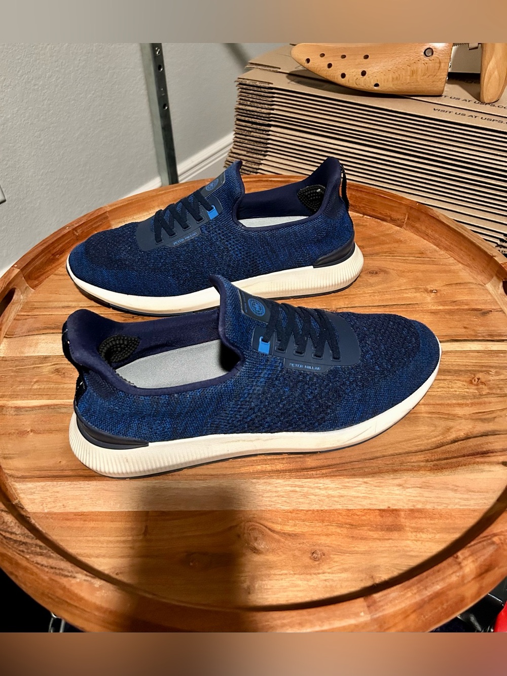 Peter Millar Men's Navy Blue Knit Sneakers